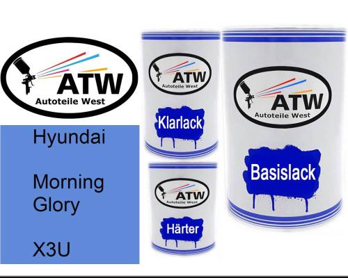 Hyundai, Morning Glory, X3U: 500ml Lackdose + 500ml Klarlack + 250ml Härter - Set, von ATW Autoteile West.
